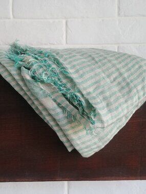 NEW WITH TAGS Nice Things linen blend stripes green neutral natural infi…